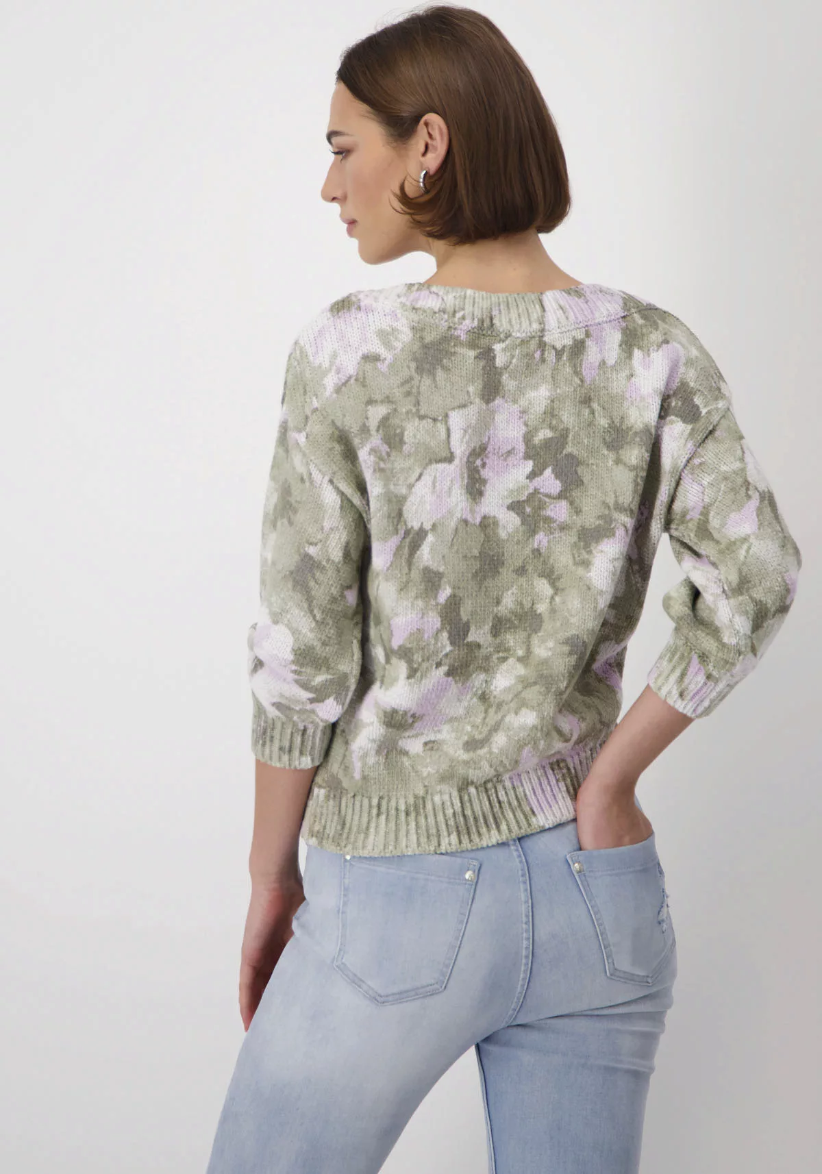 Monari Kapuzenpullover Pullover, sage gemustert günstig online kaufen