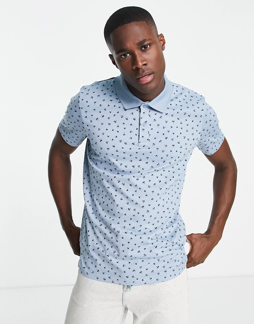 Jack & Jones – Polo-Oberteil in Hellblau gepunktet günstig online kaufen