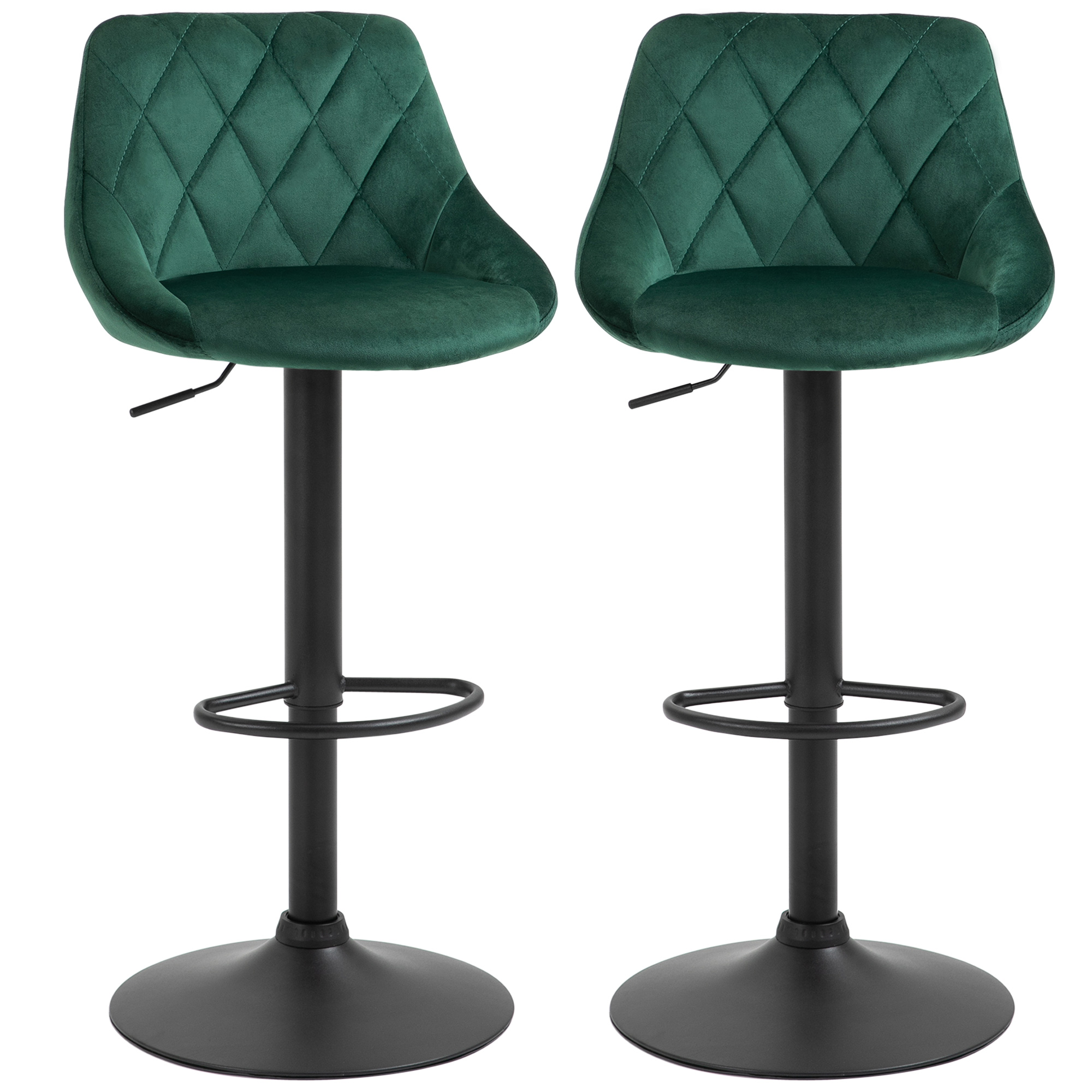 HOMCOM Set 2 Barhocker, Höhenverstellbar mit Metallbasis und Samtsitz, Mode günstig online kaufen