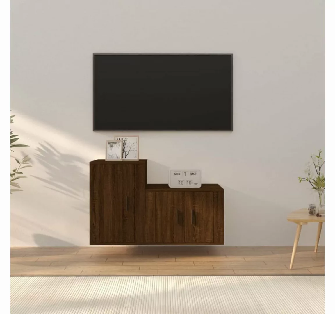 furnicato TV-Schrank 2-tlg. TV-Schrank-Set Braun Eichen-Optik Holzwerkstoff günstig online kaufen