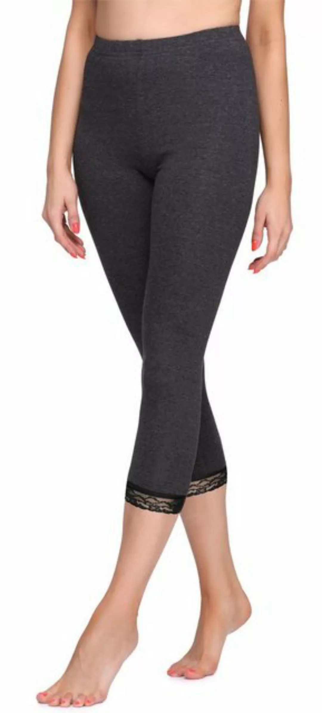 Merry Style Leggings Damen 3/4 Capri Leggings aus Baumwolle mit Spitze MS10 günstig online kaufen