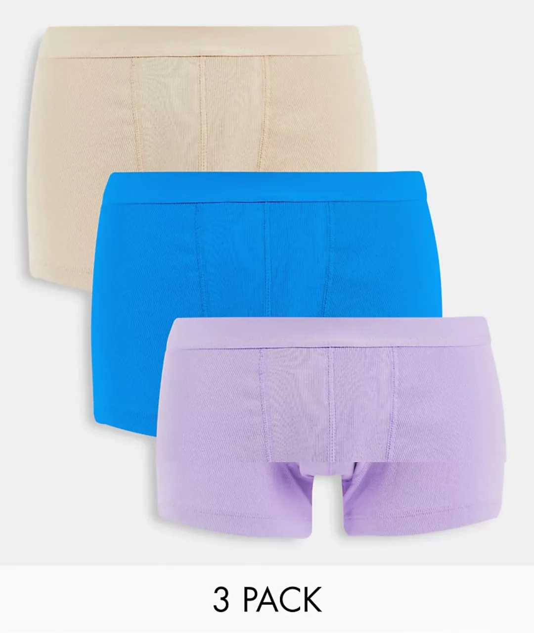 ASOS DESIGN – 3er-Pack gerippte Unterhosen-Mehrfarbig günstig online kaufen