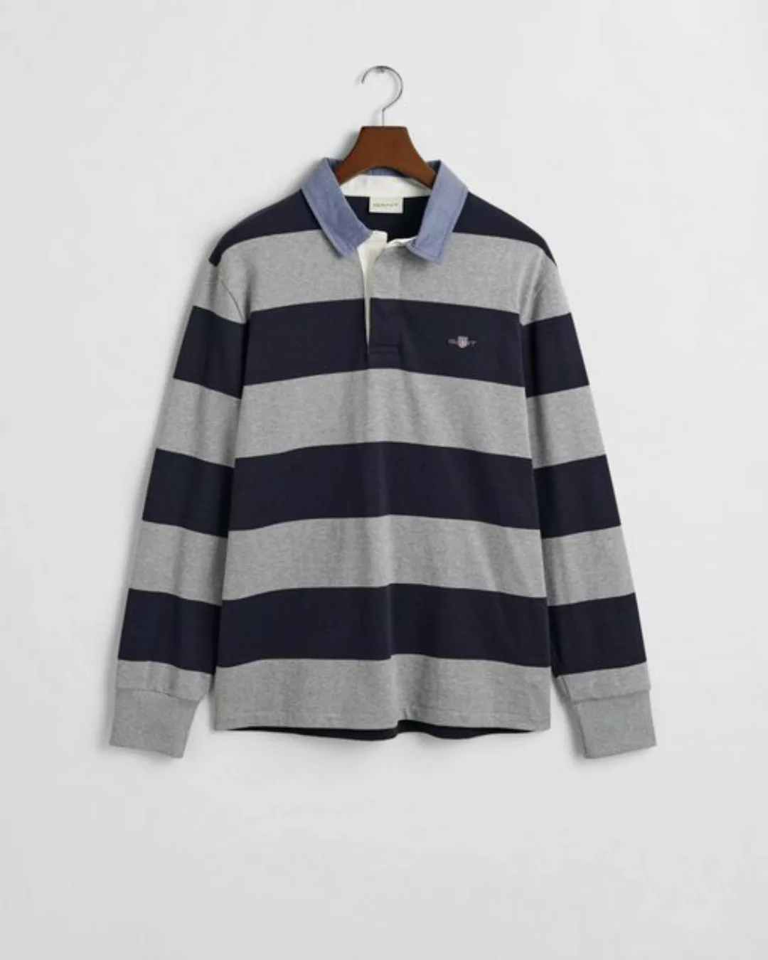 Gant Langarmshirt REG CHAMBRAY STRIPE HEAVY RUGGER, GREY MELANGE günstig online kaufen