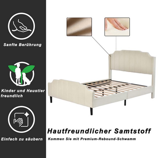 XDeer Polsterbett Polsterbett 140 x 200 cm Doppelbett, Bettrahmen mit Kopft günstig online kaufen