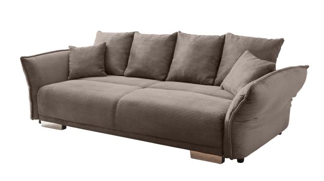 Big Sofa 168x199 cm inkl. Liegefunktion Cord Grau/ Braun günstig online kaufen