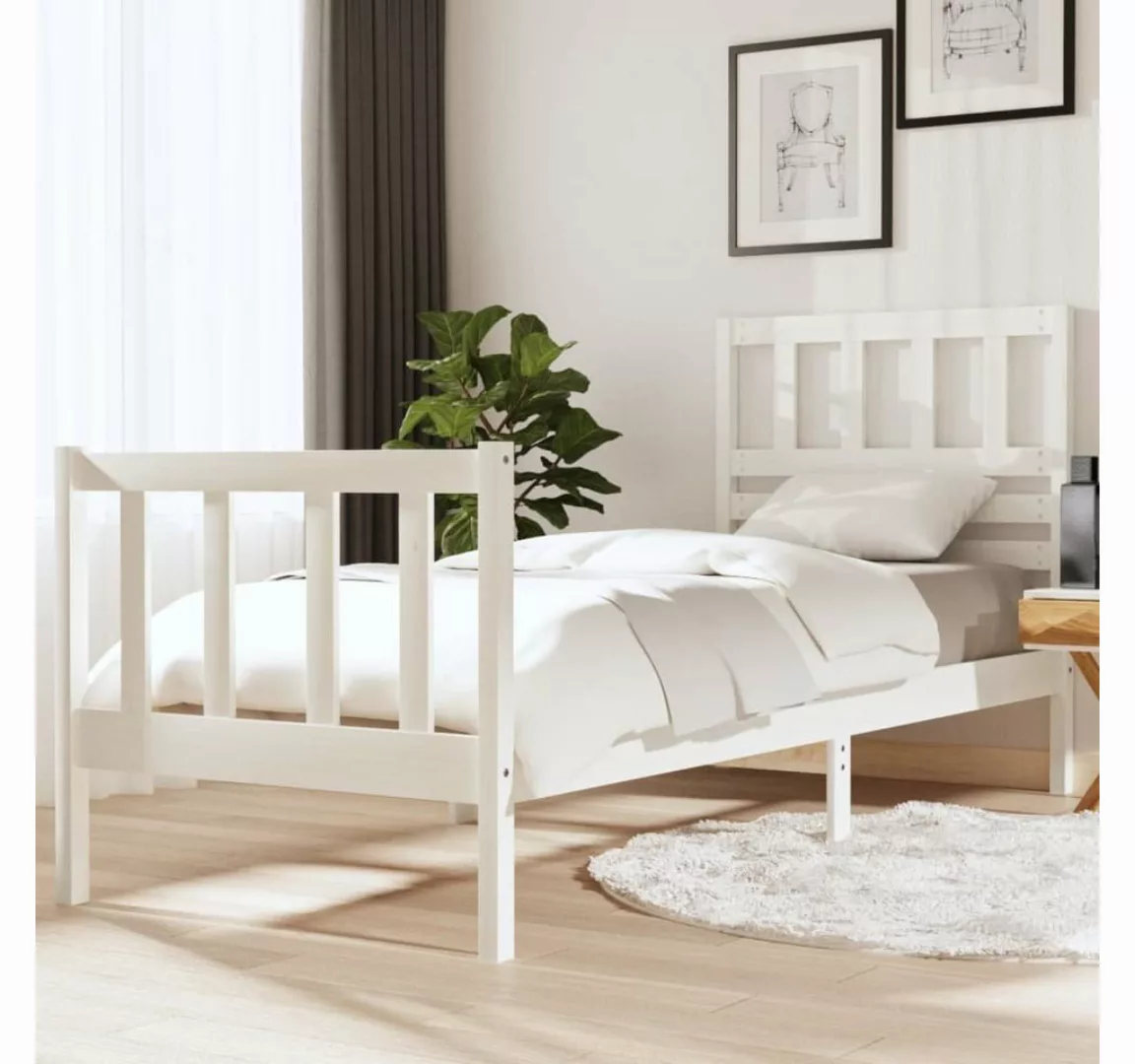 furnicato Bett Massivholzbett Weiß 75x190 cm günstig online kaufen