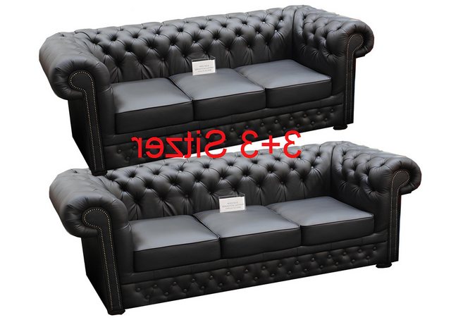 Xlmoebel Sofa Neue Chesterfield-Sofagarnitur mit 3+3 Sitzplätzen in Lederop günstig online kaufen