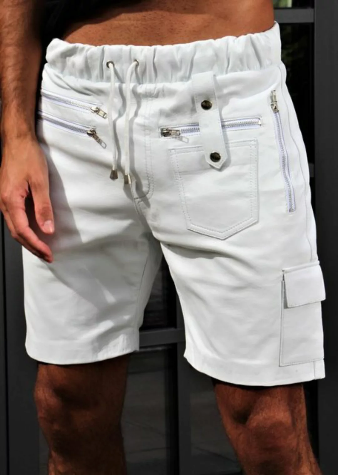 Be Noble Lederhose Australien Ledershort mit Cargotaschen und Reißverschlüs günstig online kaufen