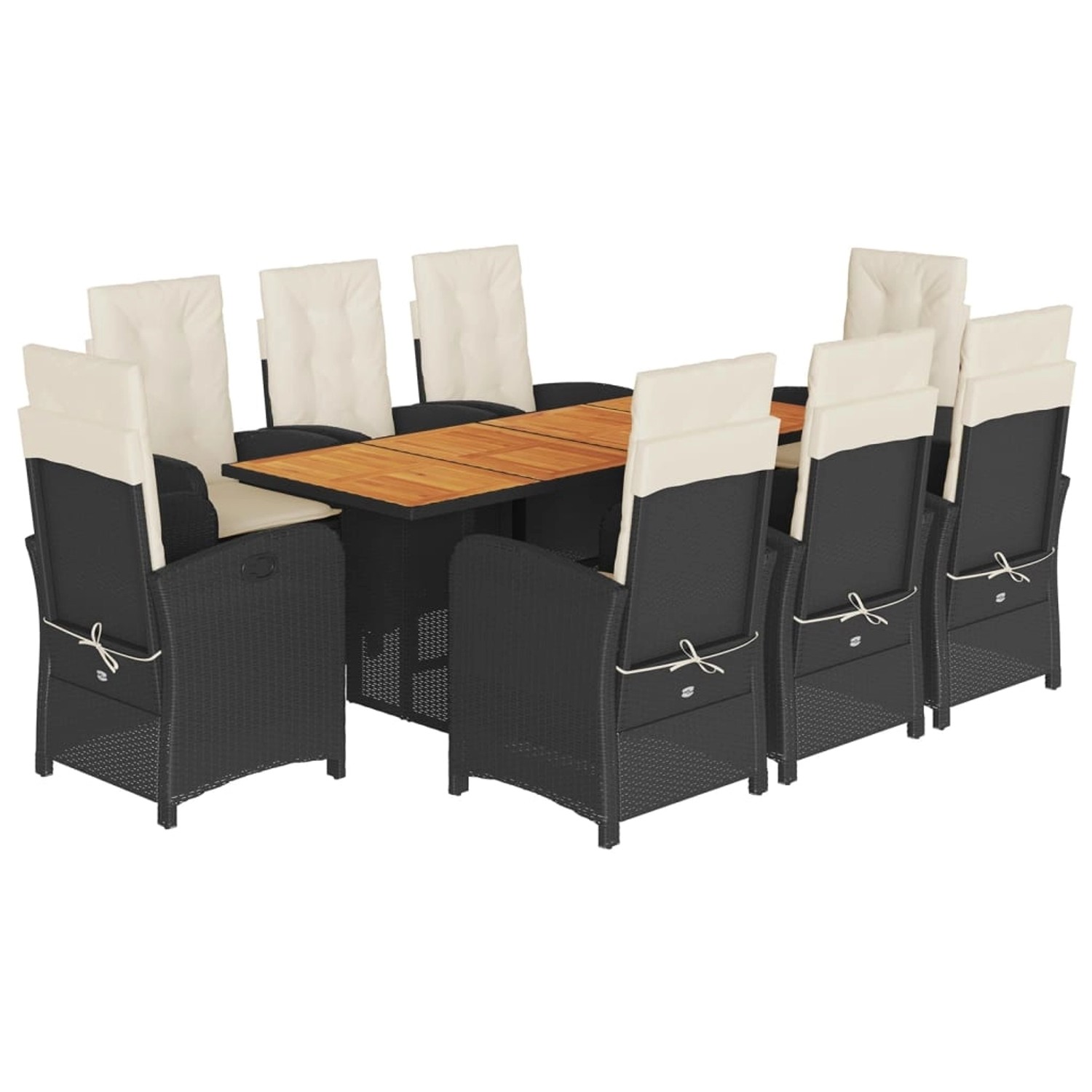 vidaXL 9-Tlg Garten-Essgruppe mit Kissen Schwarz Poly Rattan 3212273 günstig online kaufen