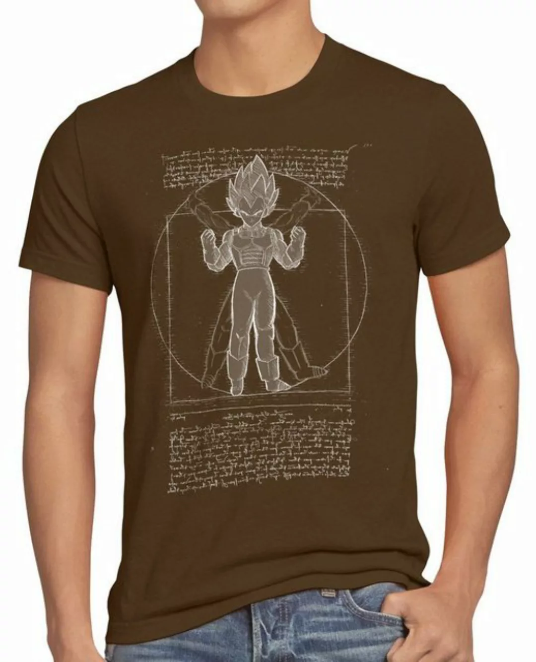 style3 Print-Shirt Herren T-Shirt Vitruvianischer Vegeta da vinci roshi bal günstig online kaufen