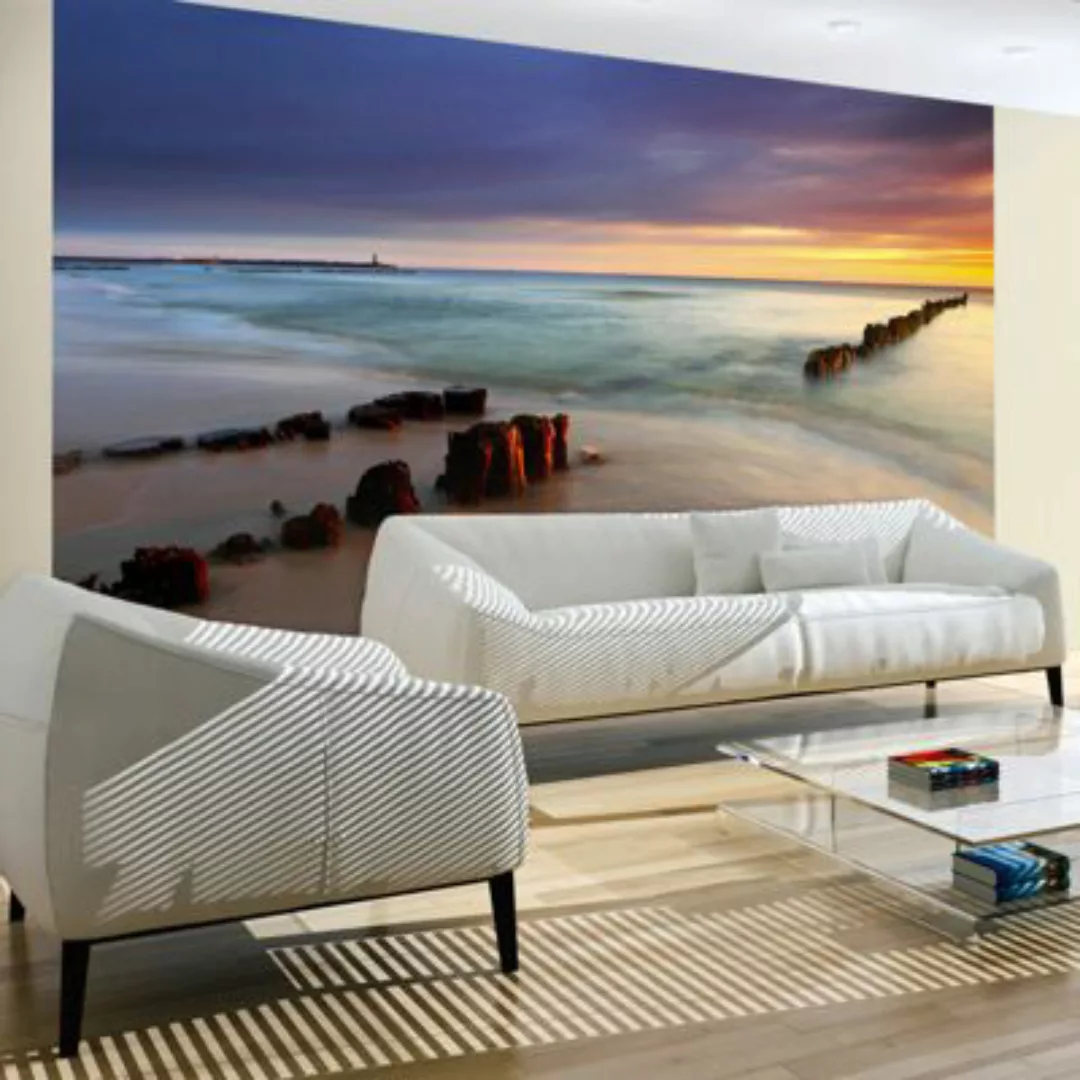 artgeist Fototapete Strand - Sonnenaufgang mehrfarbig Gr. 300 x 231 günstig online kaufen