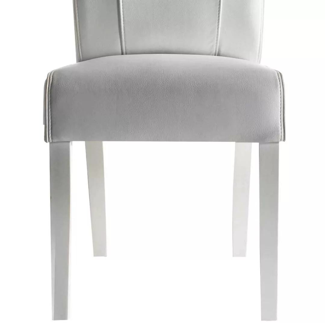 Esstisch Stühle in Weiß Kunstleder 45 cm Sitztiefe (2er Set) günstig online kaufen