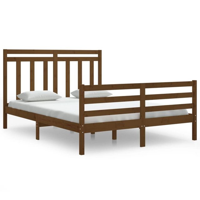 vidaXL Bettgestell Massivholzbett Honigbraun 150x200 cm 5FT King Size Bett günstig online kaufen