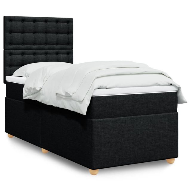 furnicato Bettgestell Boxspringbett mit Matratze Schwarz 80x200 cm Stoff günstig online kaufen