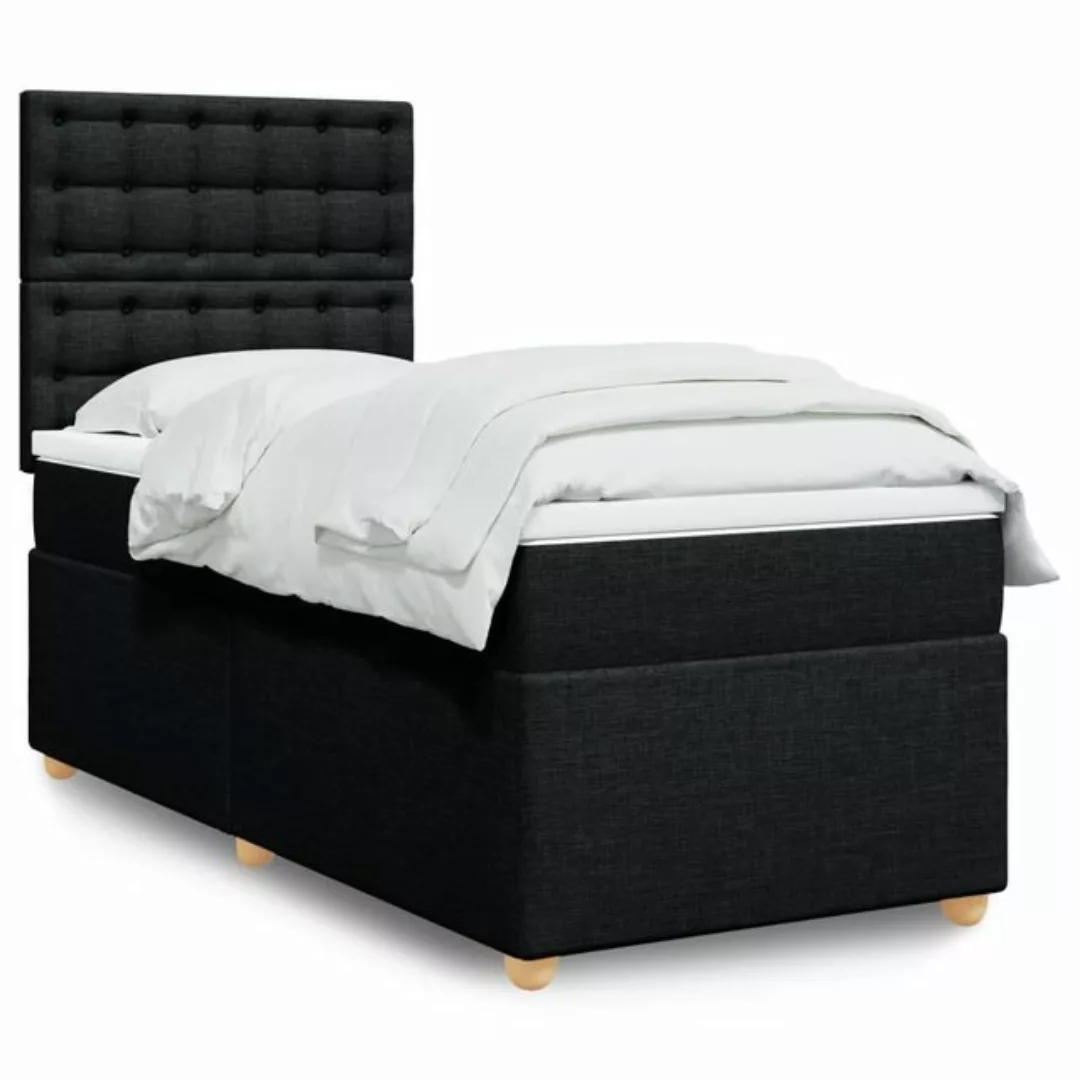 vidaXL Boxspringbett mit Matratze Schwarz 90x190 cm Stoff2105640 günstig online kaufen