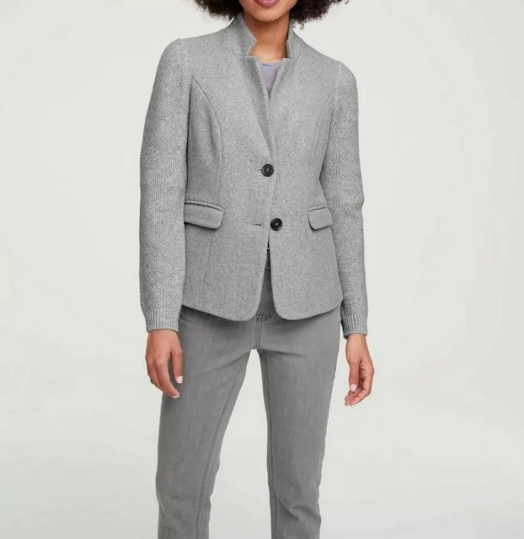 heine Kurzblazer HEINE Damen Blazer m. Strickärmeln, grau-melange günstig online kaufen