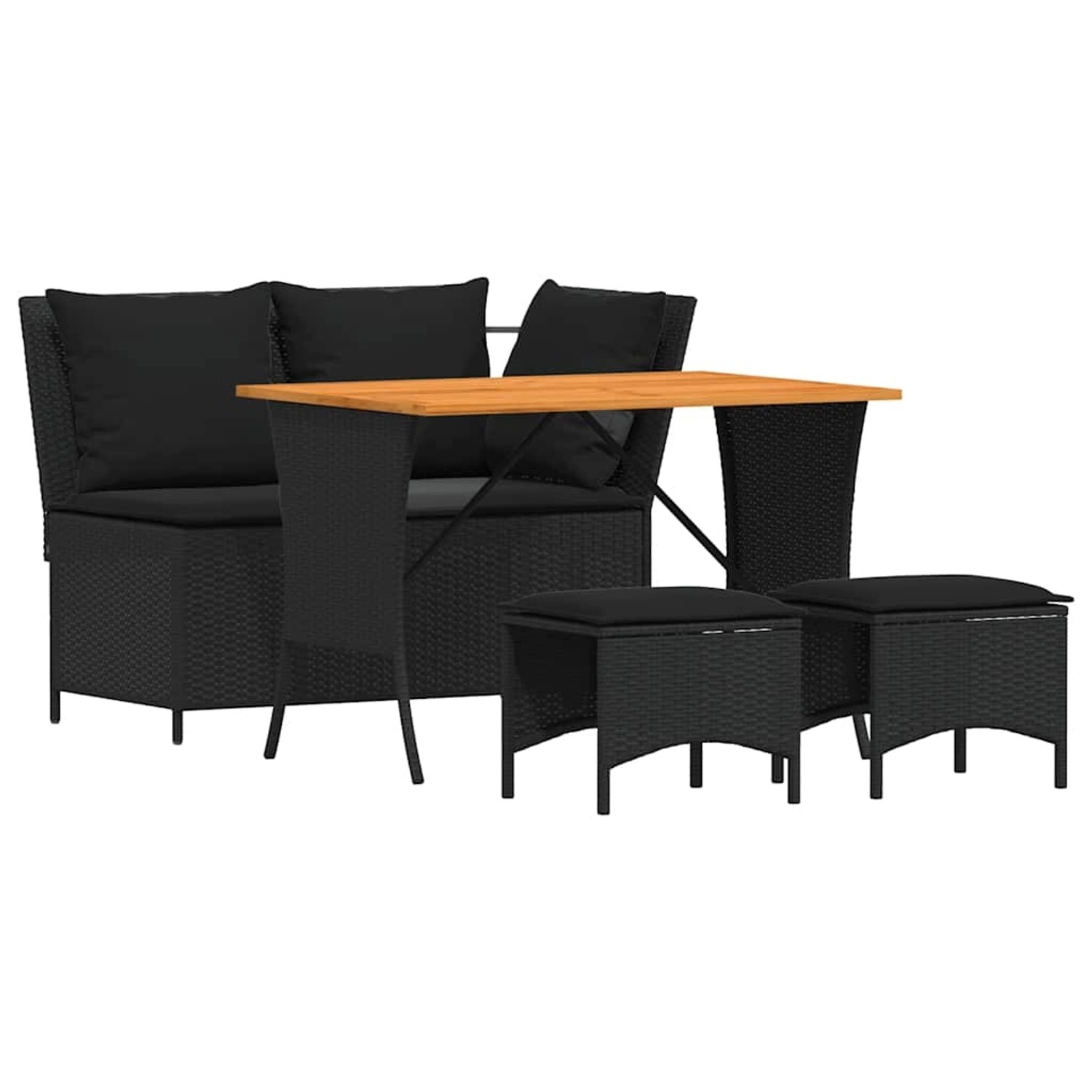 vidaXL 4-Tlg Garten-Essgruppe mit Kissen Schwarz Poly Rattan 4104132 günstig online kaufen