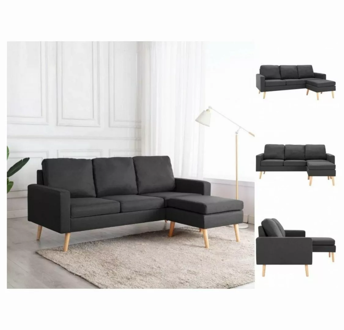 vidaXL Sofa 3-Sitzer-Sofa mit Hocker Dunkelgrau Stoff Couch günstig online kaufen