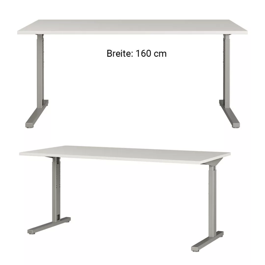 Schreibtisch 160 cm höhenverstellbar PRATO-01 in grau, B/H/T: ca. 160/80/80 günstig online kaufen