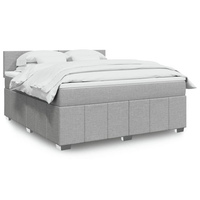 vidaXL Boxspringbett, Boxspringbett mit Matratze Hellgrau 180x200 cm Stoff günstig online kaufen