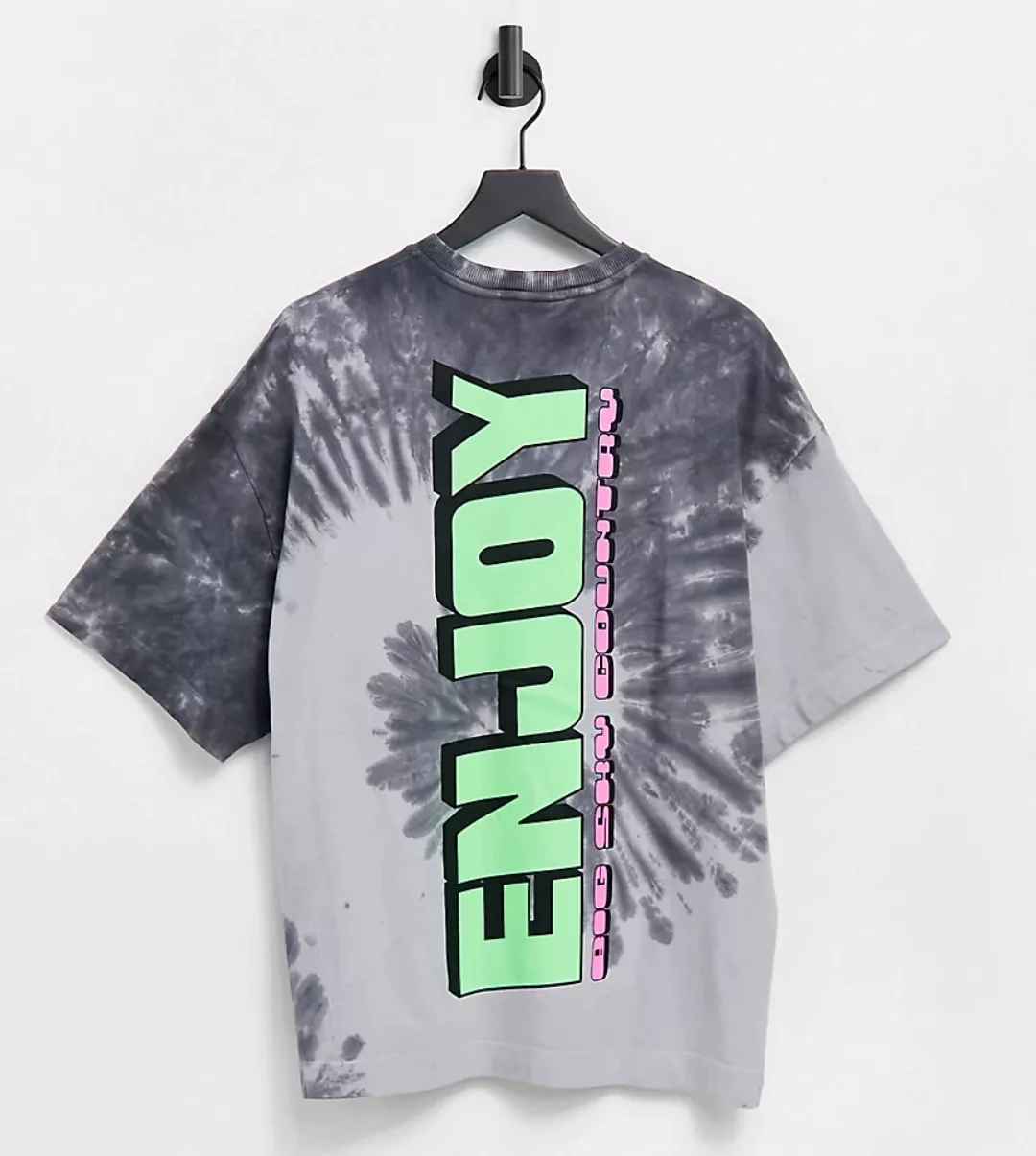 COLLUSION – Oversize-T-Shirt mit Neonprint und Batikmuster-Mehrfarbig günstig online kaufen