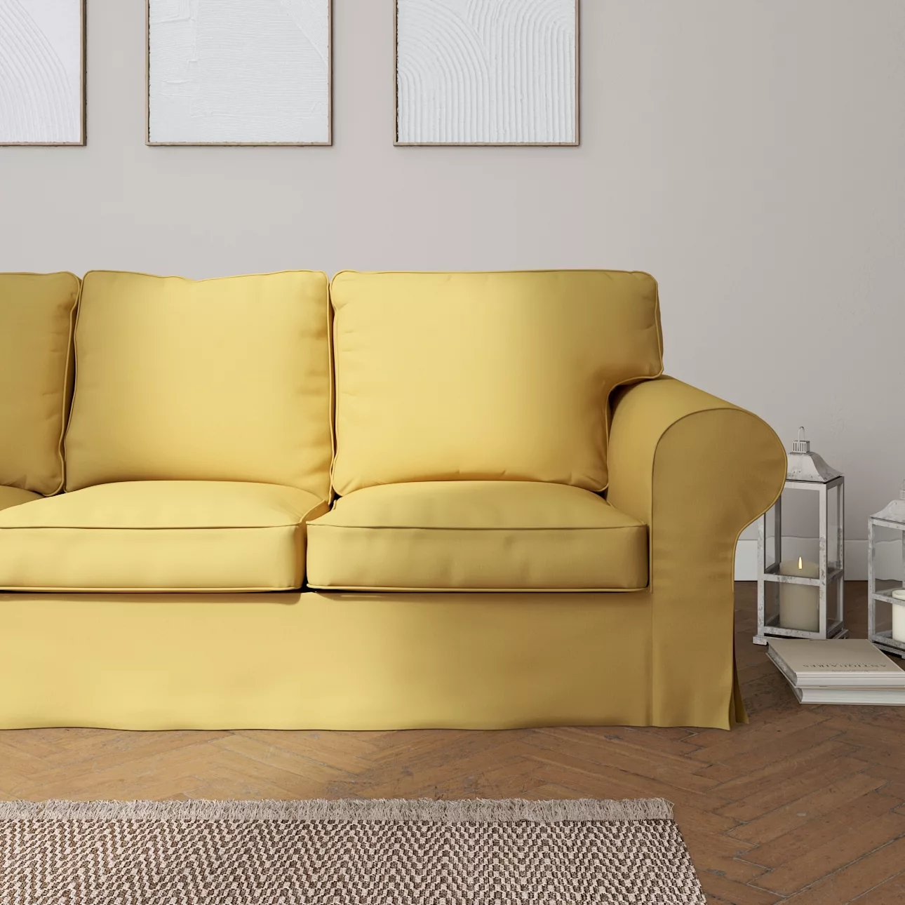 Bezug für Ektorp 3-Sitzer Sofa nicht ausklappbar, chiffongelb, Sofabezug fü günstig online kaufen