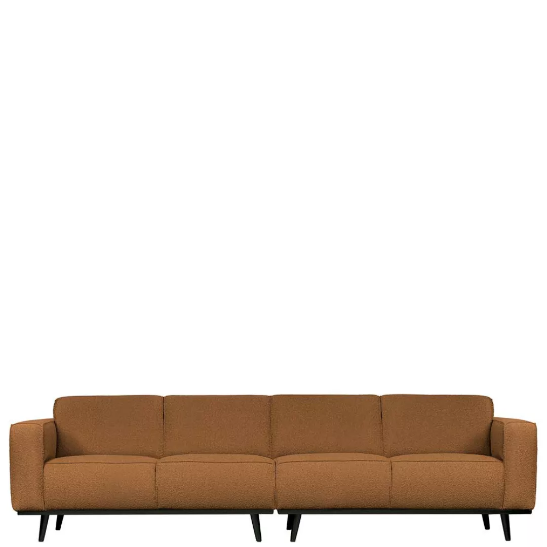 Dreier Sofa in Bernsteinfarben Stoff Armlehnen günstig online kaufen