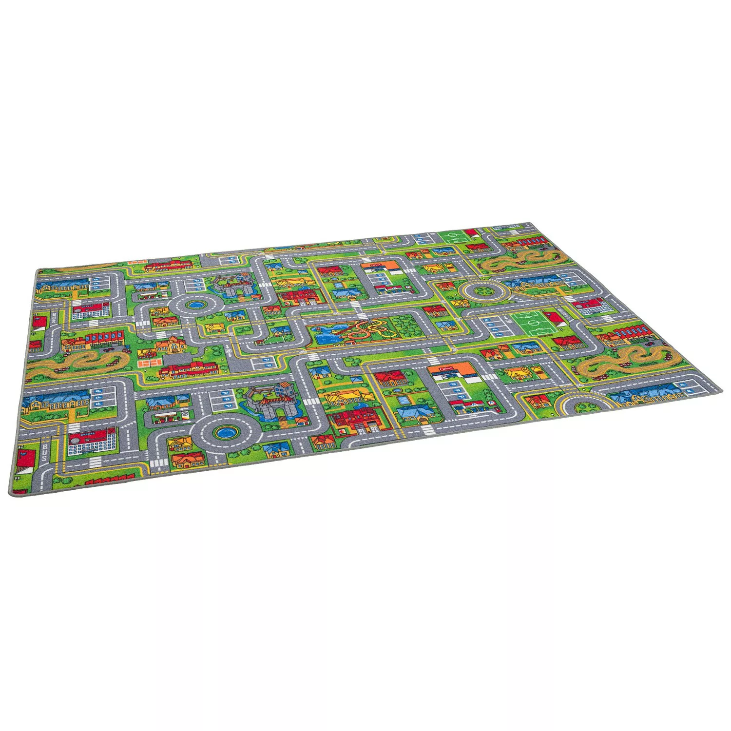 Snapstyle Kinder Spiel Straßenteppich Grau Grün 133x133cm günstig online kaufen