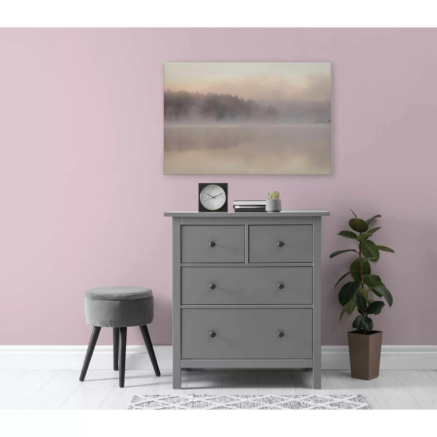 Bricoflor Leinwandbild See Und Nebel Romantisch Bild Mit Morgensonne 90 X 6 günstig online kaufen