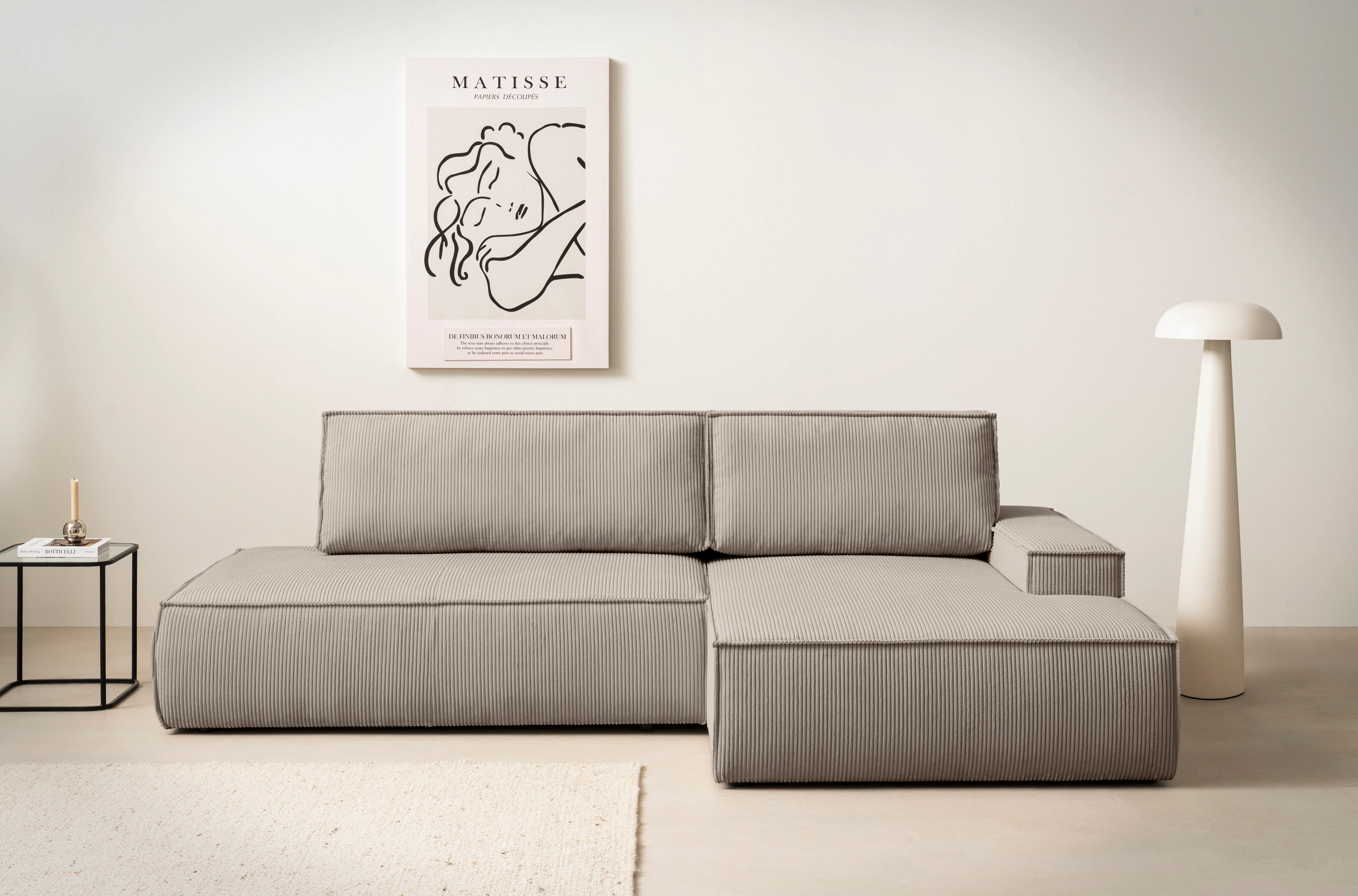 Home affaire Ecksofa "SHERWOOD, Schlafsofa in L-Form offen (275cm), Cord, L günstig online kaufen