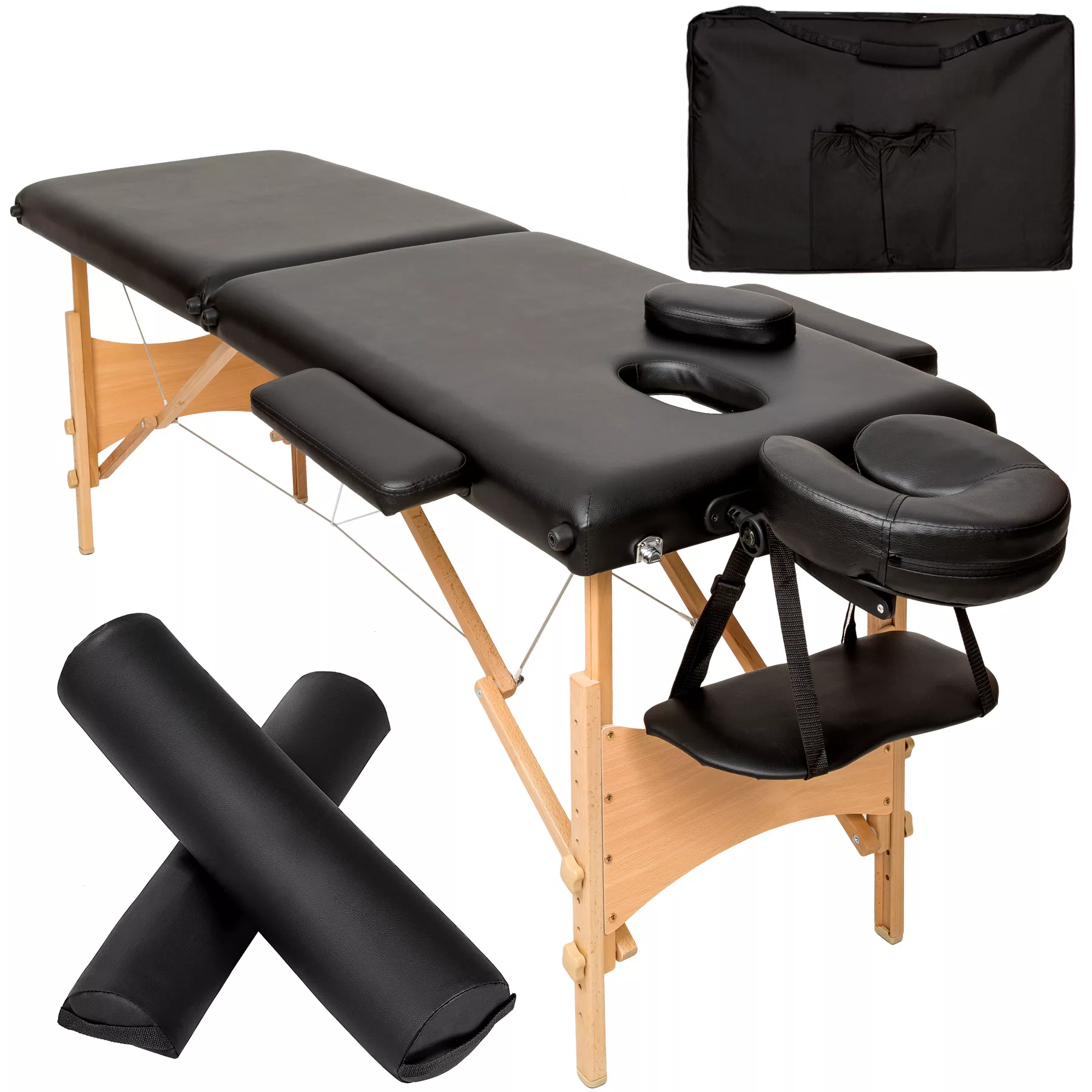 2 Zonen Massageliege-Set Freddi mit 5cm Polsterung, Rollen und Holzgestell günstig online kaufen