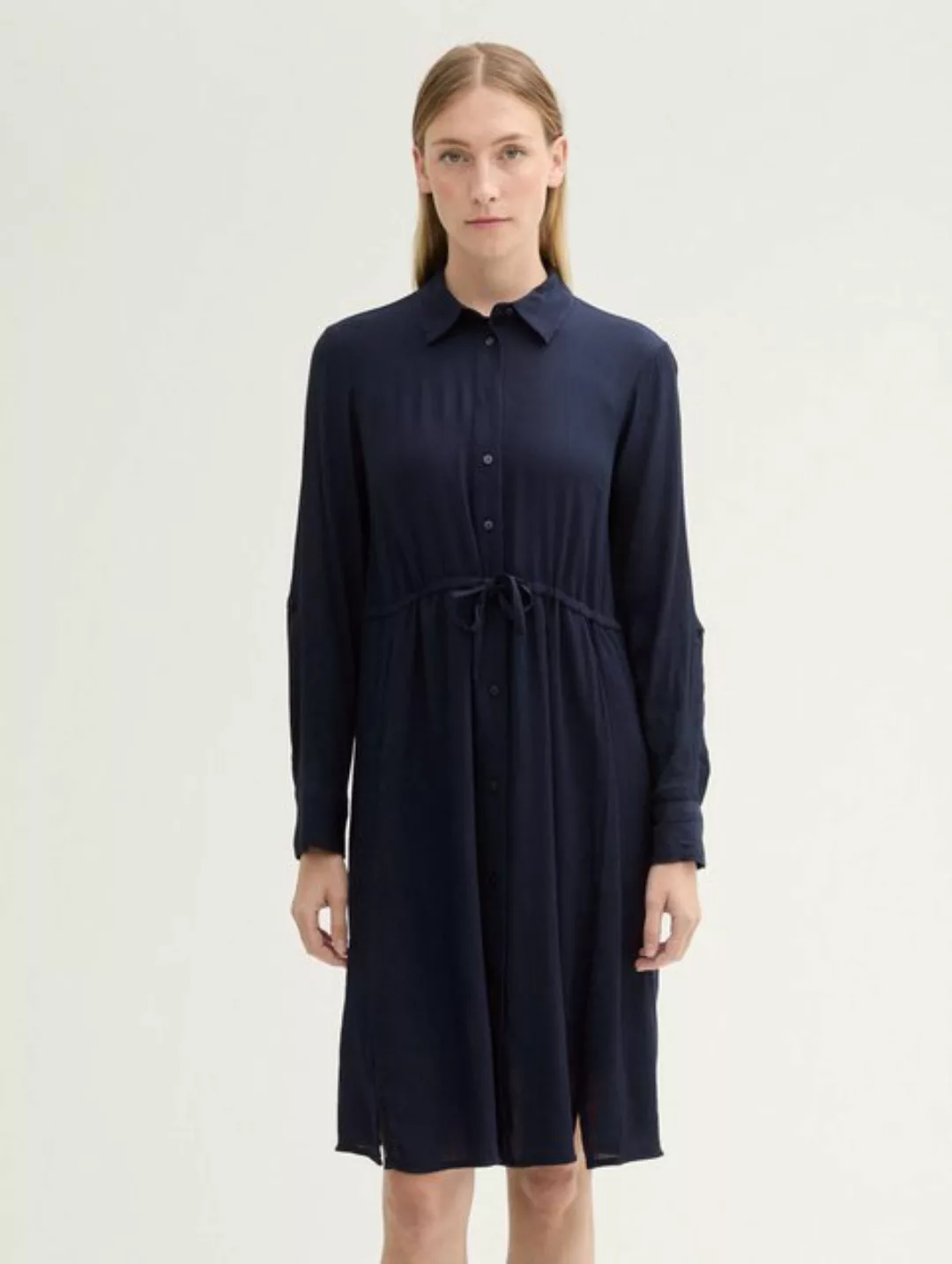 TOM TAILOR Sommerkleid Blusenkleid in Knitter Optik günstig online kaufen