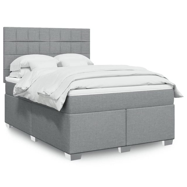 vidaXL Boxspringbett, Boxspringbett mit Matratze Hellgrau 160x200 cm Stoff günstig online kaufen