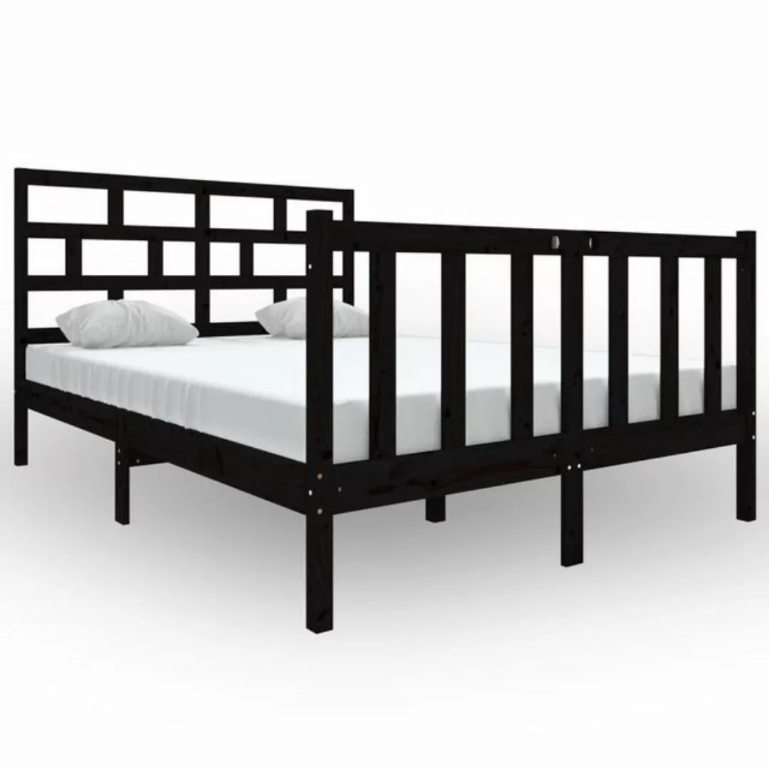 furnicato Bett Massivholzbett Schwarz Kiefer 140x190 cm günstig online kaufen