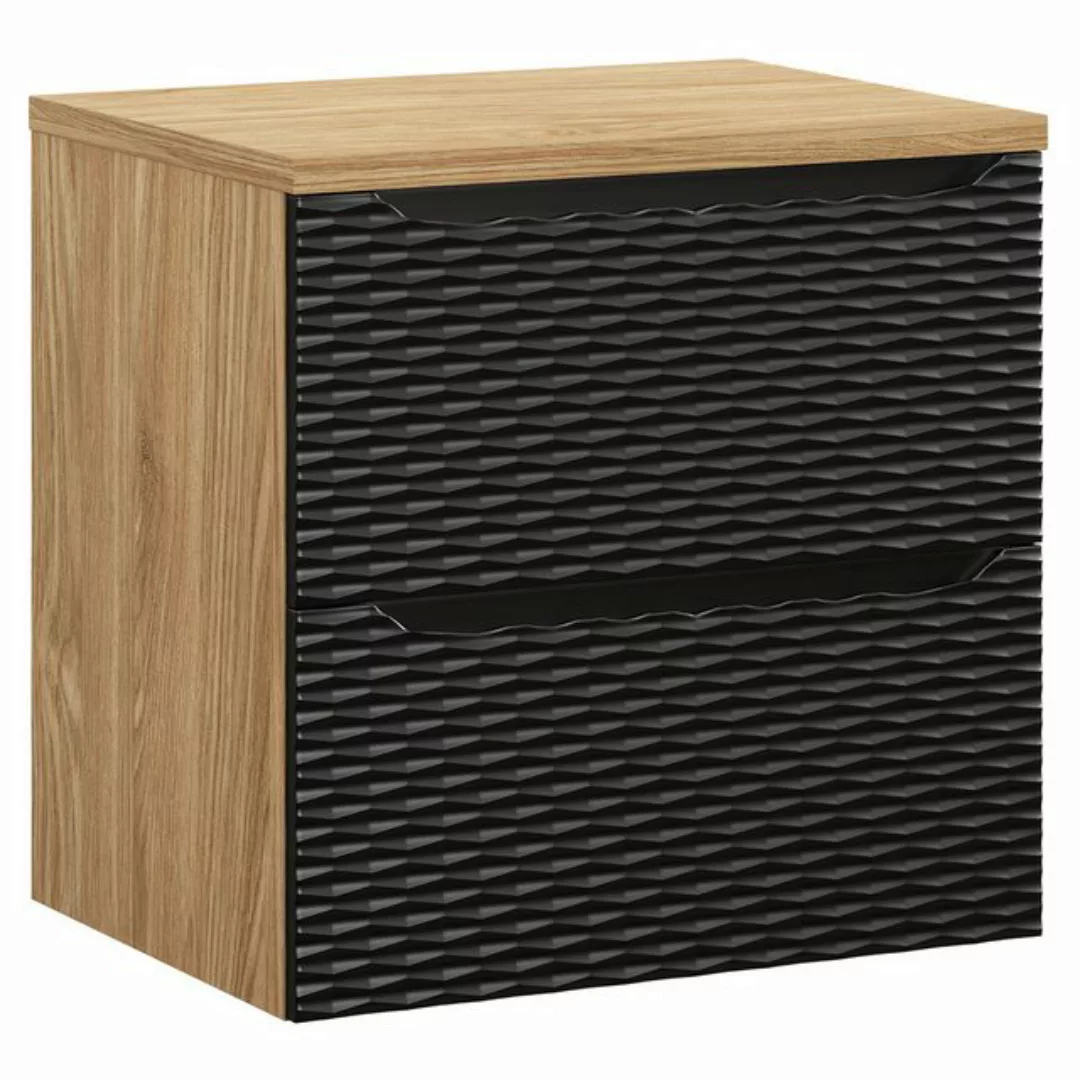 Lomadox Waschbeckenschrank OLUO-56-BLACK Waschtischunterschrank, 60cm, Eich günstig online kaufen