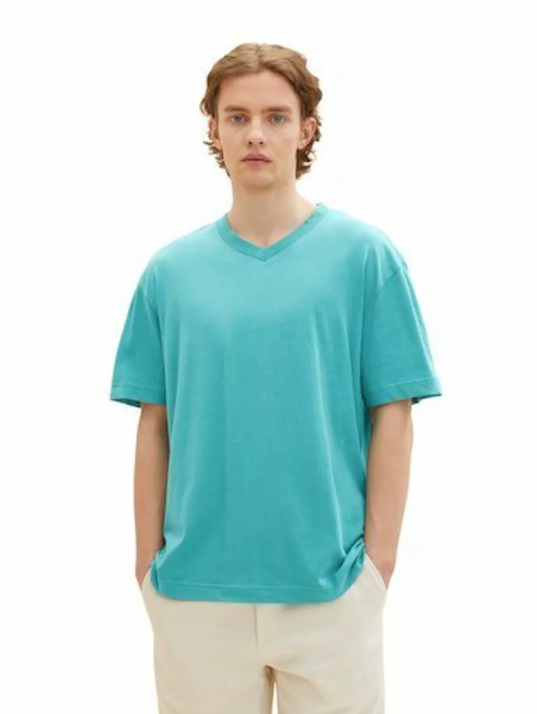 TOM TAILOR Denim T-Shirt mit abgerundetem V-Ausschnitt günstig online kaufen
