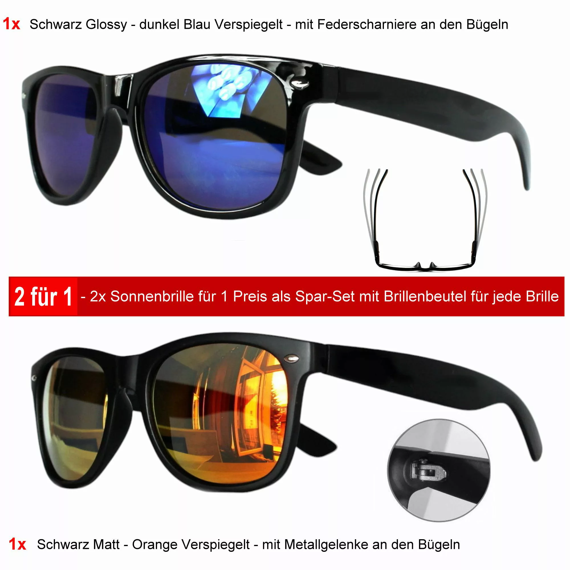 Rennec Sonnenbrille (Spar-Set Retro Sonnenbrillen 1x günstig online kaufen