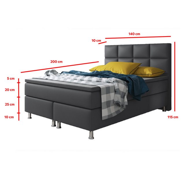 inter Boxspringbett Miami 140x200 cm inkl. Topper (Komplettbett, inkl.Kopft günstig online kaufen