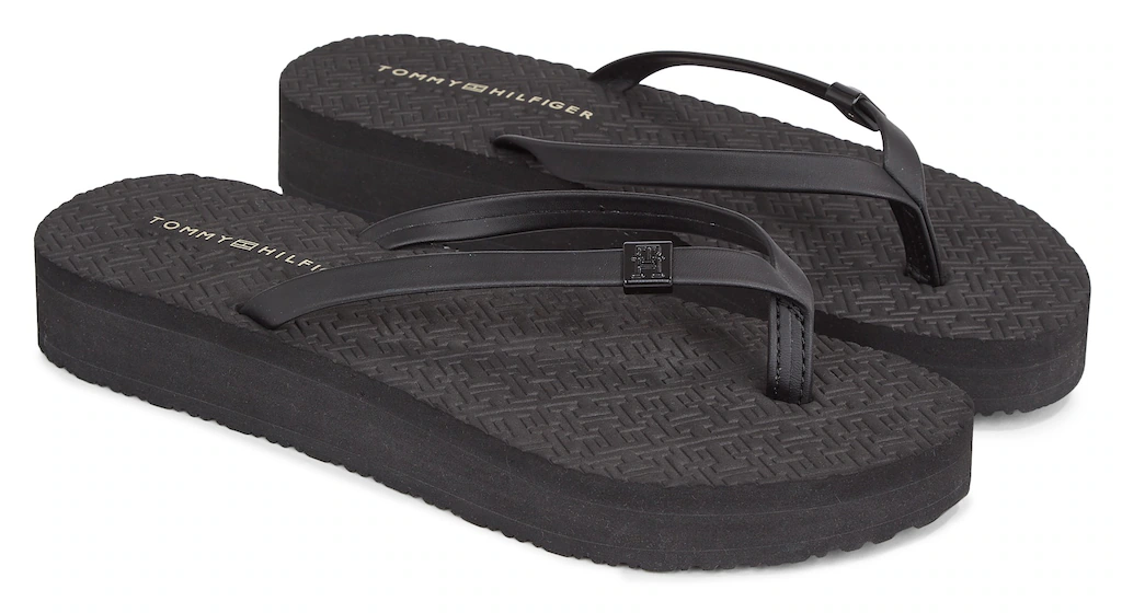 Tommy Hilfiger Zehentrenner "MONOGRAM BEACH SANDAL", Plateau, Sommerschuh, günstig online kaufen