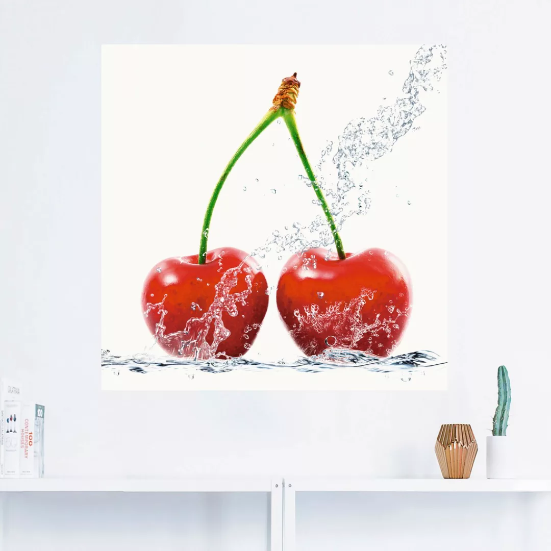 Artland Wandbild »Kirschen mit Spritzwasser«, Lebensmittel, (1 St.) günstig online kaufen
