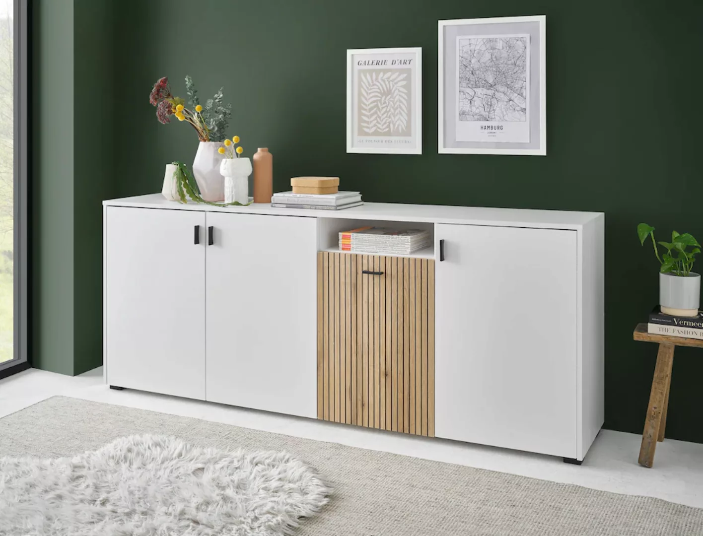 INOSIGN Sideboard "Hudson", in moderner Trendfarbe, Griffe aus Metall (Schw günstig online kaufen