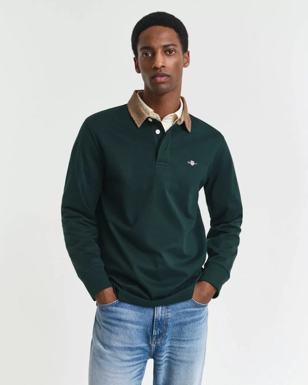 Gant Langarm-Poloshirt "CORD COLLAR HEAVY RUGGER", Cordkragen, regular fit, günstig online kaufen