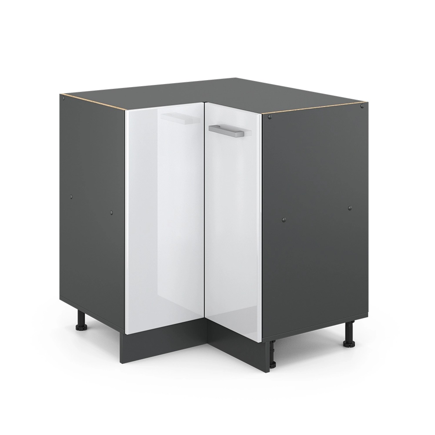 Vicco Eckunterschrank R-Line, Weiß Hochglanz/Anthrazit, 75.6 günstig online kaufen