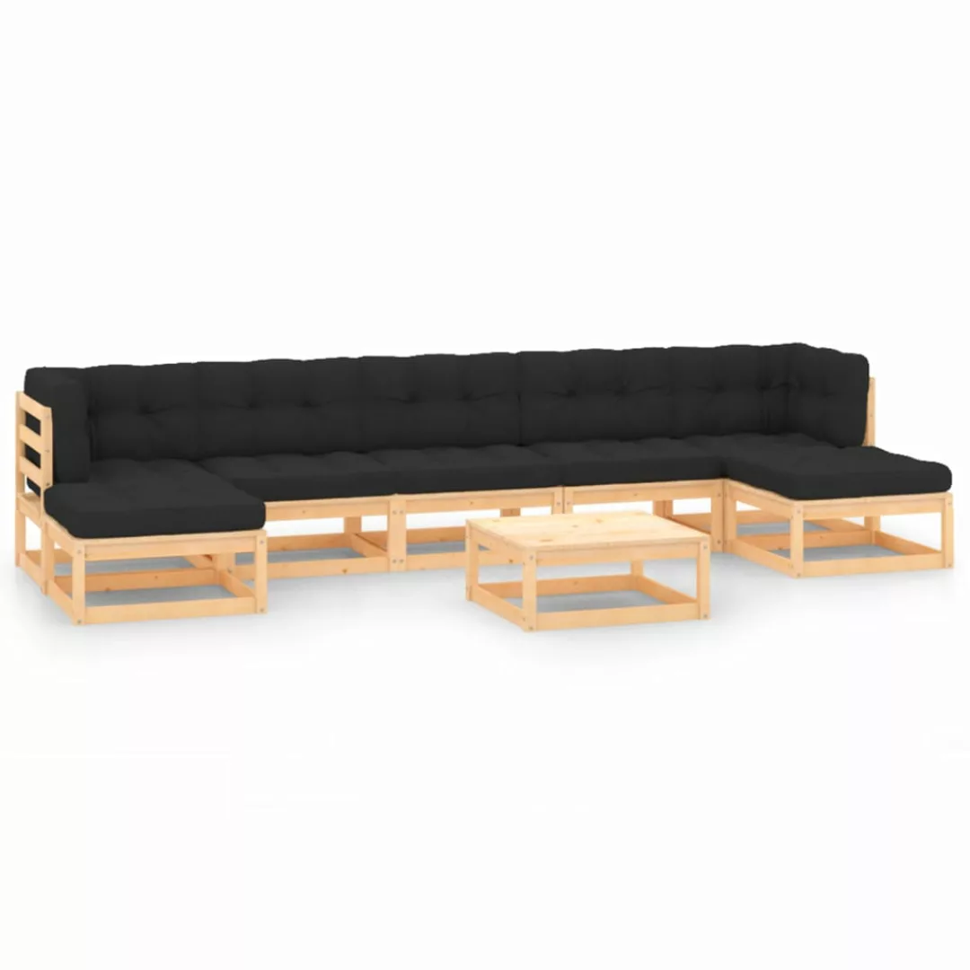 Vidaxl 8-tlg. Garten-lounge-set Mit Anthrazit Kissen Massivholz Kiefer günstig online kaufen