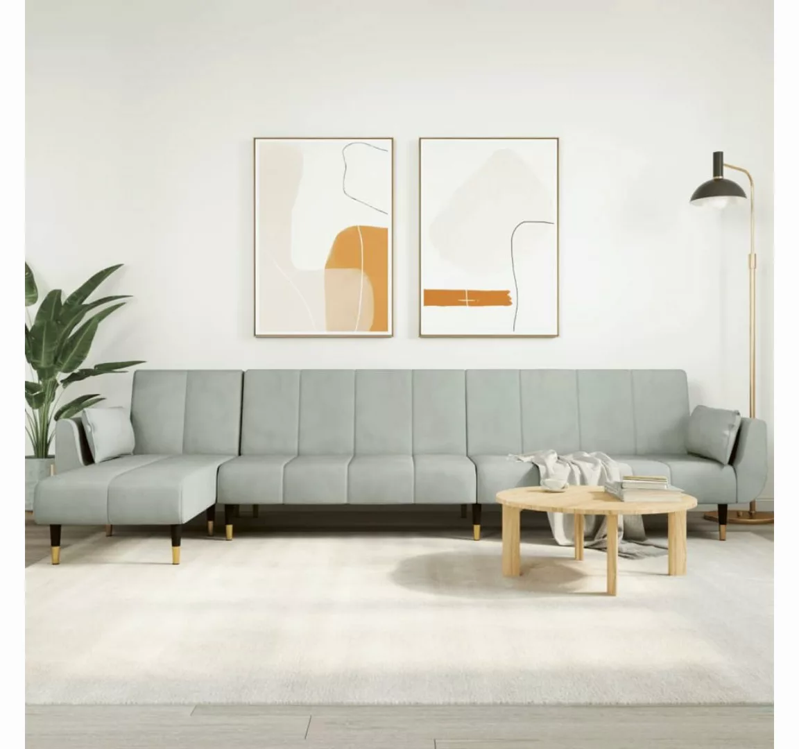 vidaXL Sofa Schlafcouch Schlafsofa in L-Form Hellgrau 275x140x70 cm Samt Ch günstig online kaufen