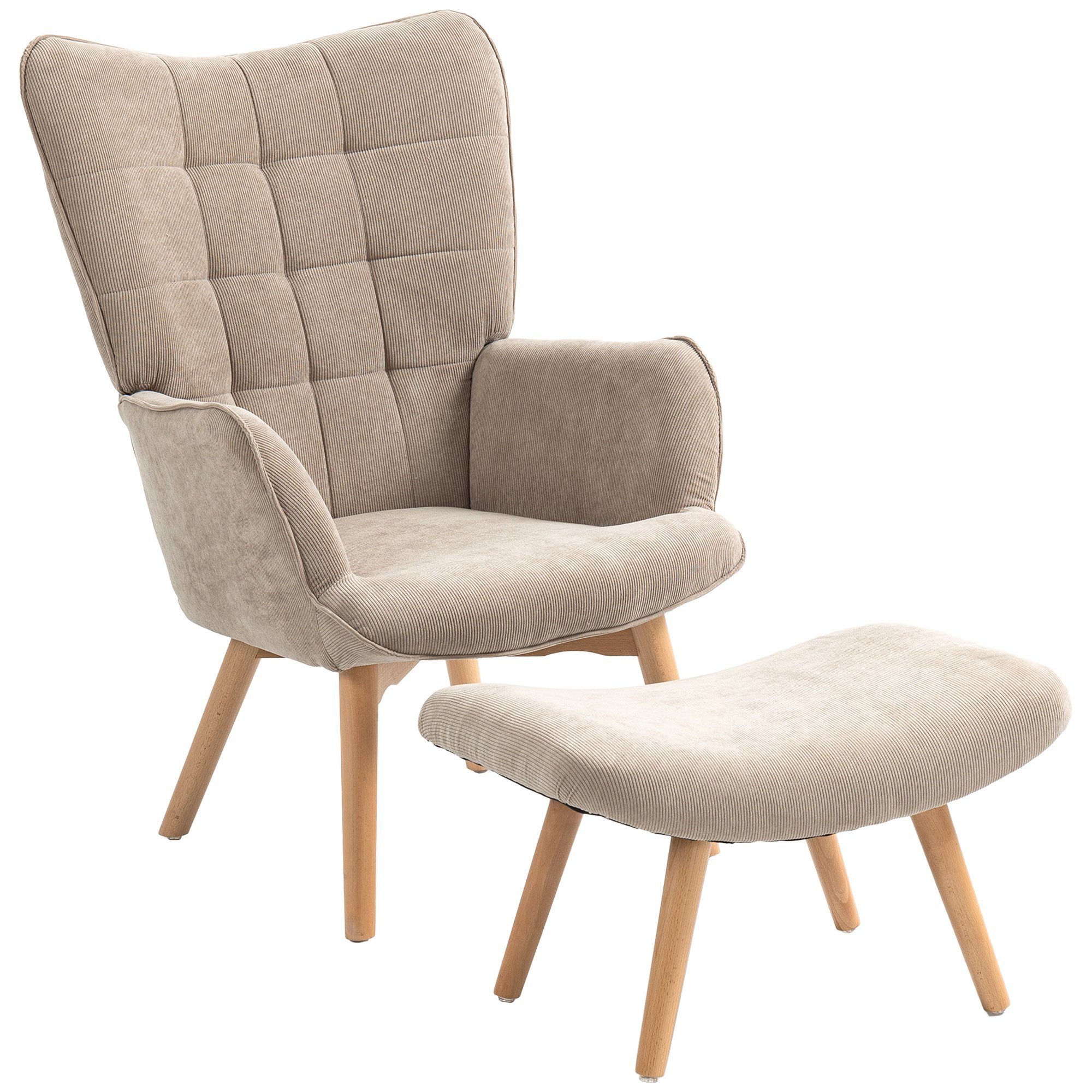 HOMCOM Relaxsessel Ohrensessel mit Hocker, Polstersessel günstig online kaufen