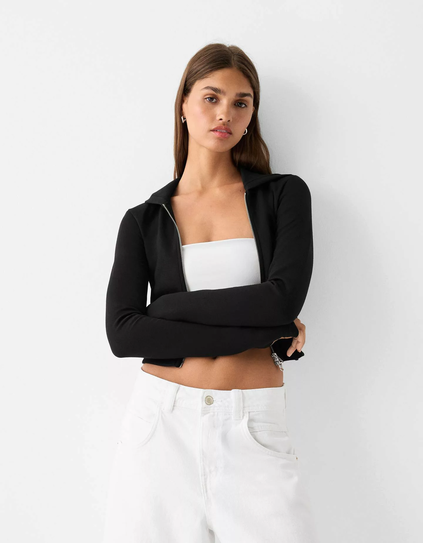 Bershka Hoodie Mit Reißverschluss Damen L Schwarz günstig online kaufen