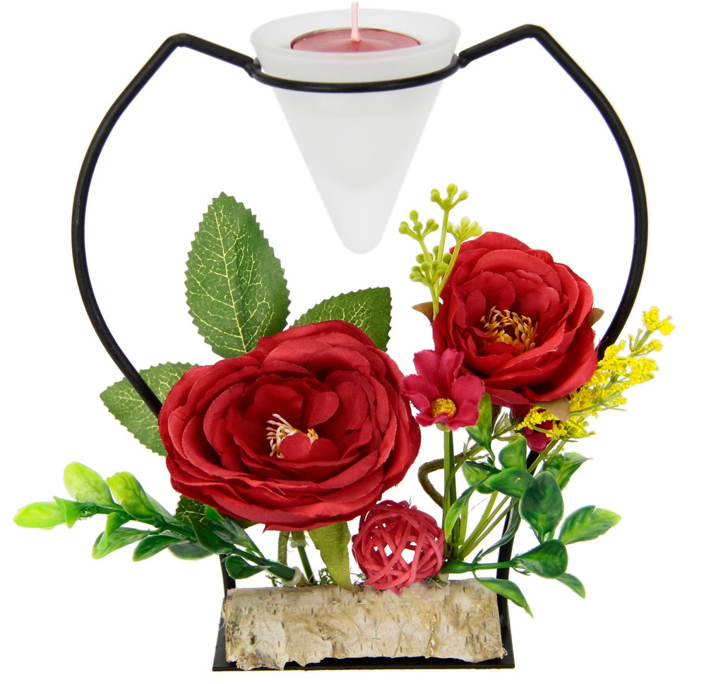 I.GE.A. Teelichthalter "Rose", Metall Glaseinsatz Teelichtkerze Kunstblumen günstig online kaufen