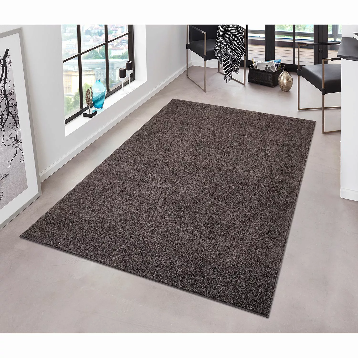home24 Hanse Home Teppich Uni Pure Basalt Rechteckig 160x240 cm (BxT) Moder günstig online kaufen