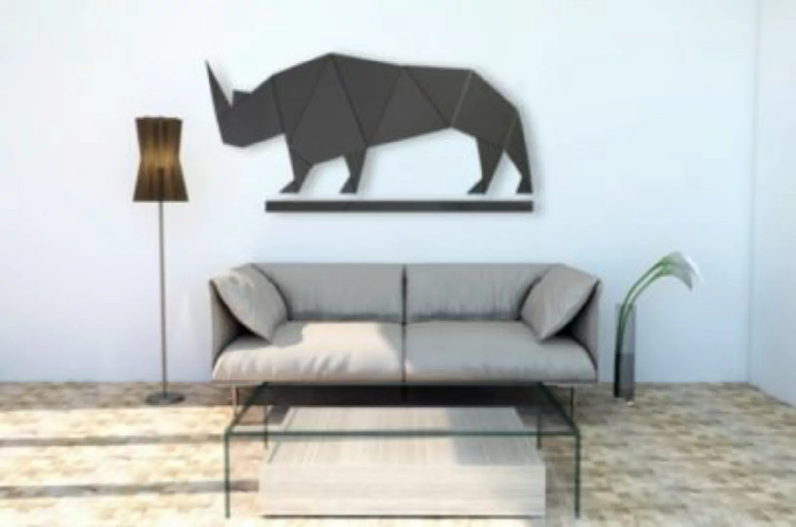 SIBAL Design.Home "Wanddekor Low Poly Silhouette ""Nashorn""" schwarz günstig online kaufen